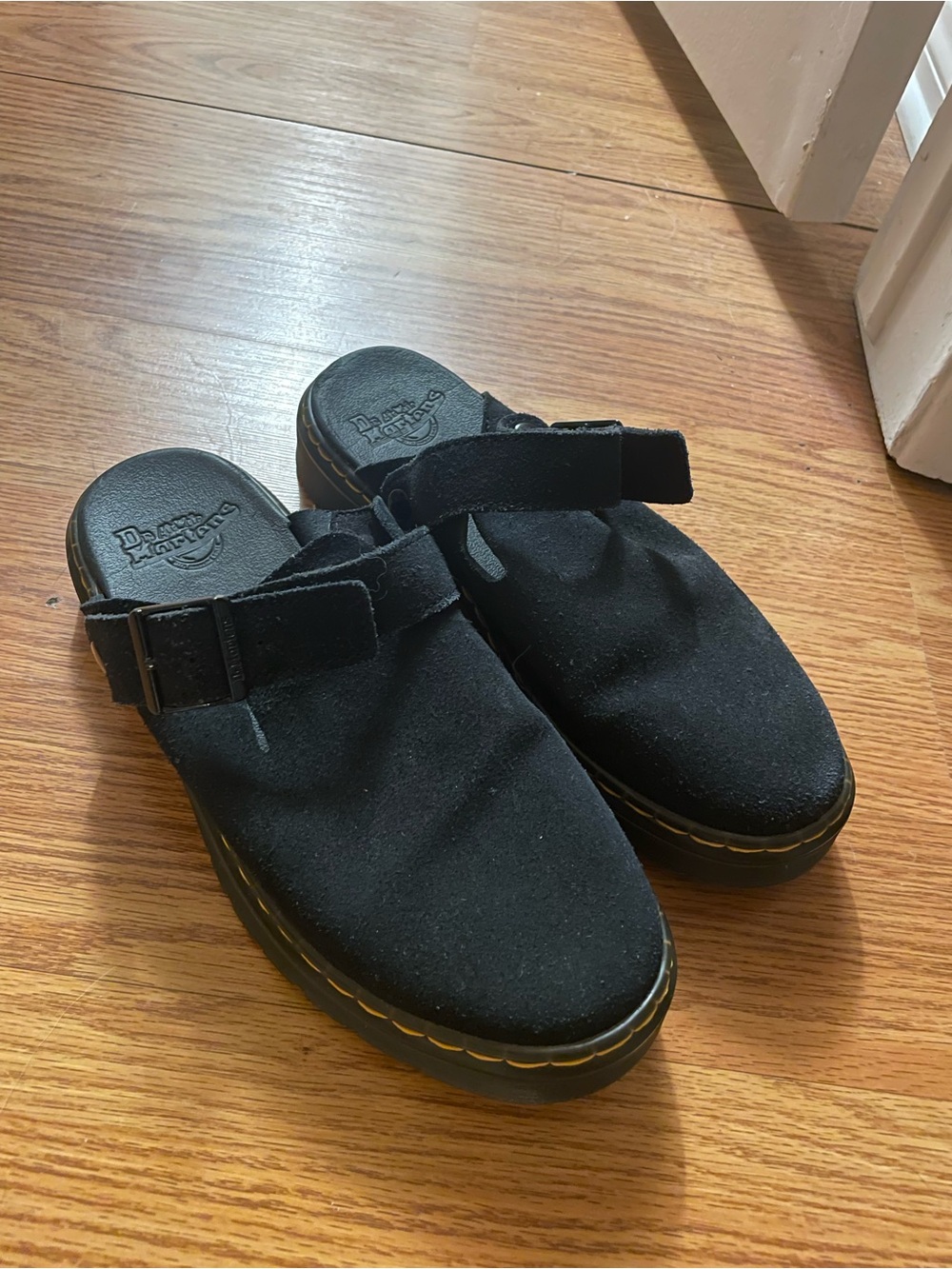 Dr. Martens Carlson Black Suede Clog Mules